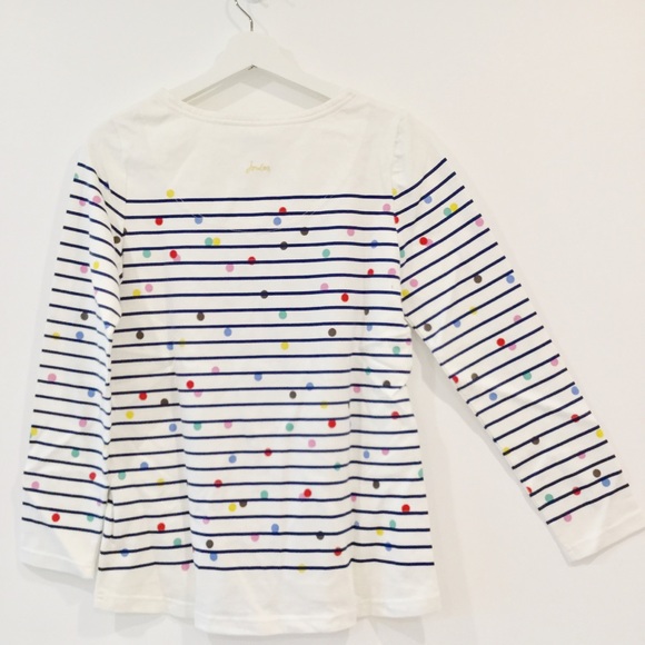 Joules 100% Cotton Polka Dot Striped Coastal Long Sleeve Top Sz 6 - Picture 6 of 13